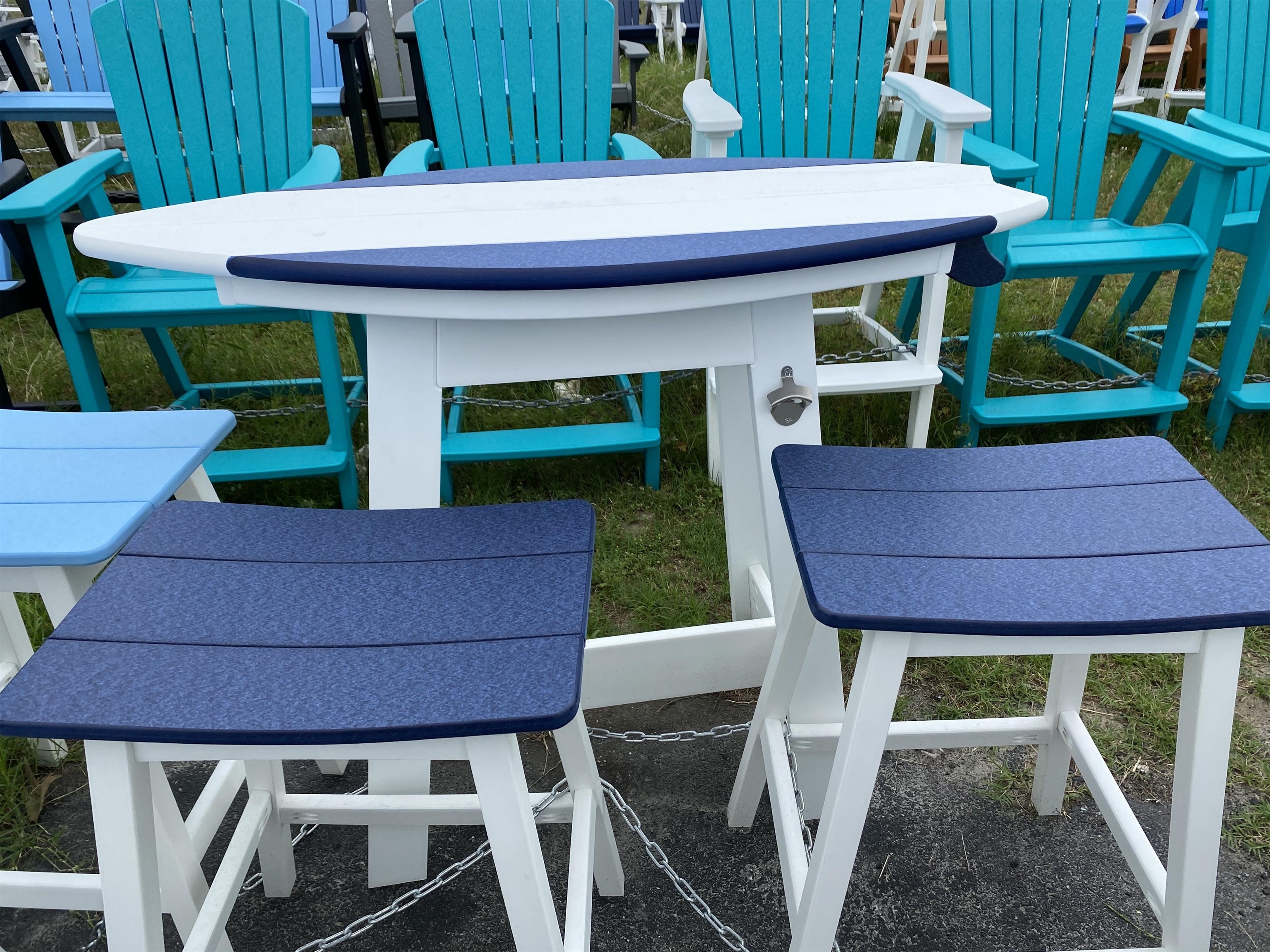 Country Workshop 4' Surf Board Table WH/PB